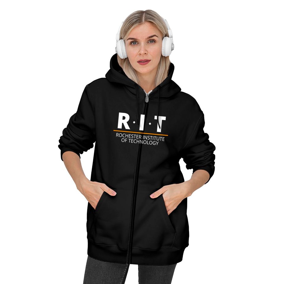 R.I.T | Rochester Institute of Technology (Dot, White, Orange Bar) - Rit - Zip Hoodies