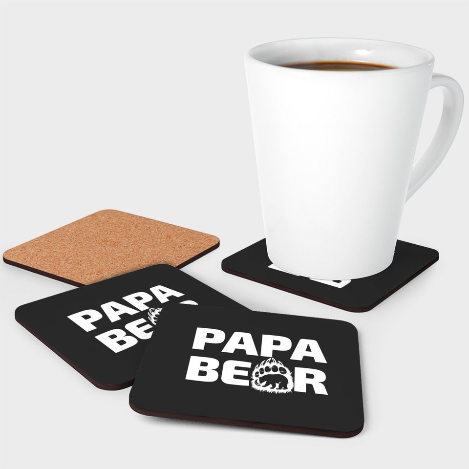 papa bear - Papa Bear Father Day Gift Idea - Coasters