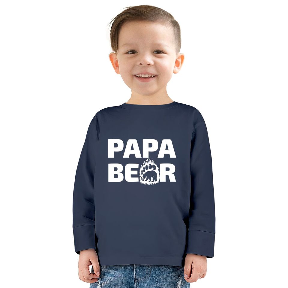 papa bear - Papa Bear Father Day Gift Idea -  Kids Long Sleeve T-Shirts