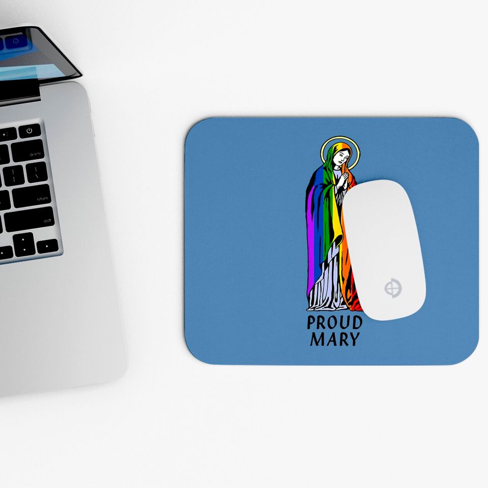 Mother Mary Mouse Pad, Mother Mary Gift, Christian Mouse Pad, Christian Gift, Proud Mary Rainbow Flag Lgbt Gay Pride Support Lgbtq Parade Mouse Pads