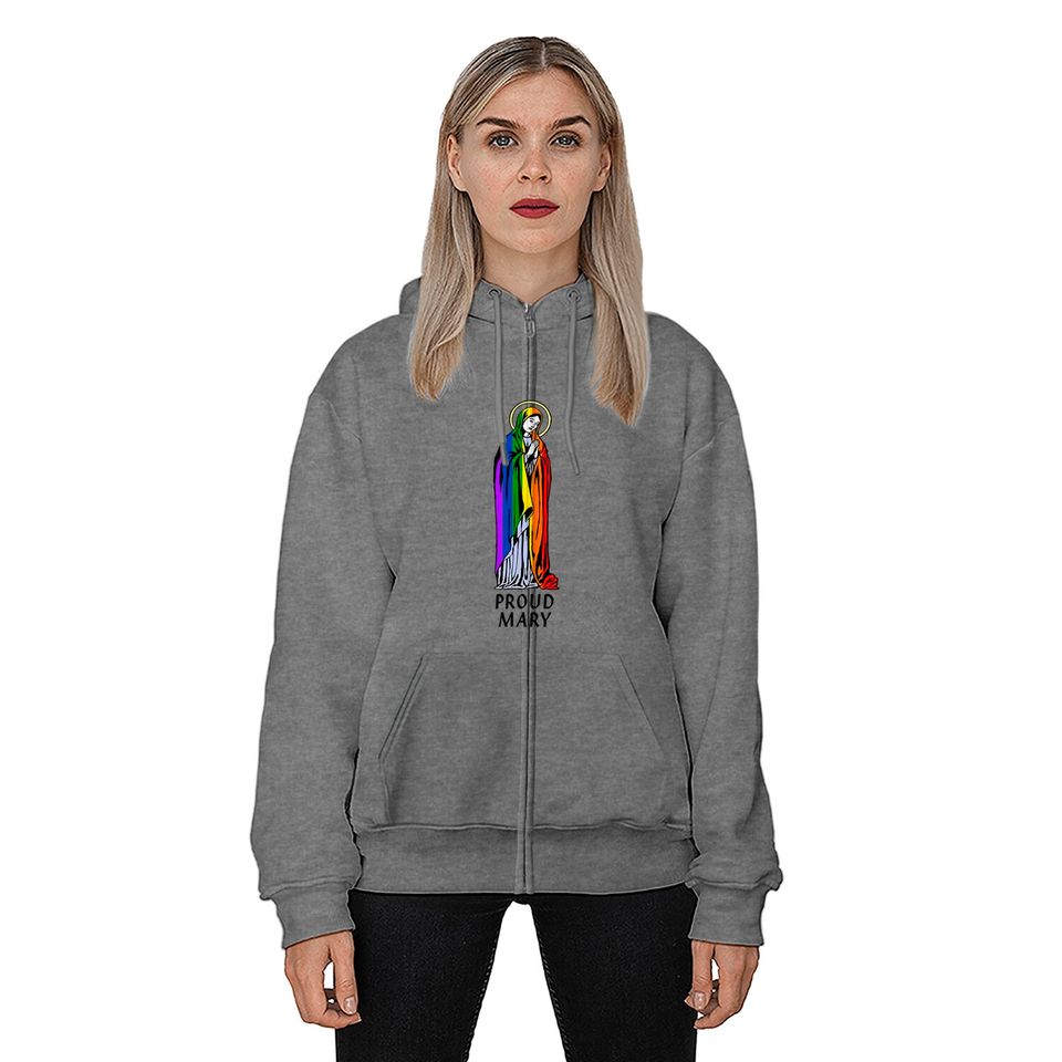 Mother Mary Shirt, Mother Mary Gift, Christian Shirt, Christian Gift, Proud Mary Rainbow Flag Lgbt Gay Pride Support Lgbtq Parade Zip Hoodies