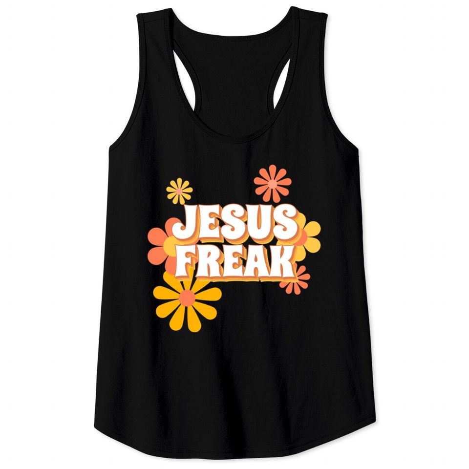 Retro Jesus freak hippie flowers-vintage Jesus Tank Tops