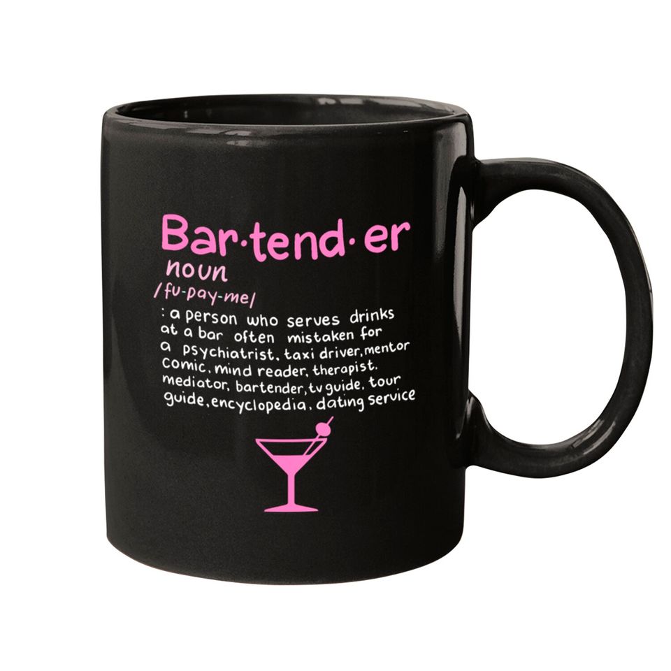 Bartender Noun Definition Mug Funny Cocktail B Mugs