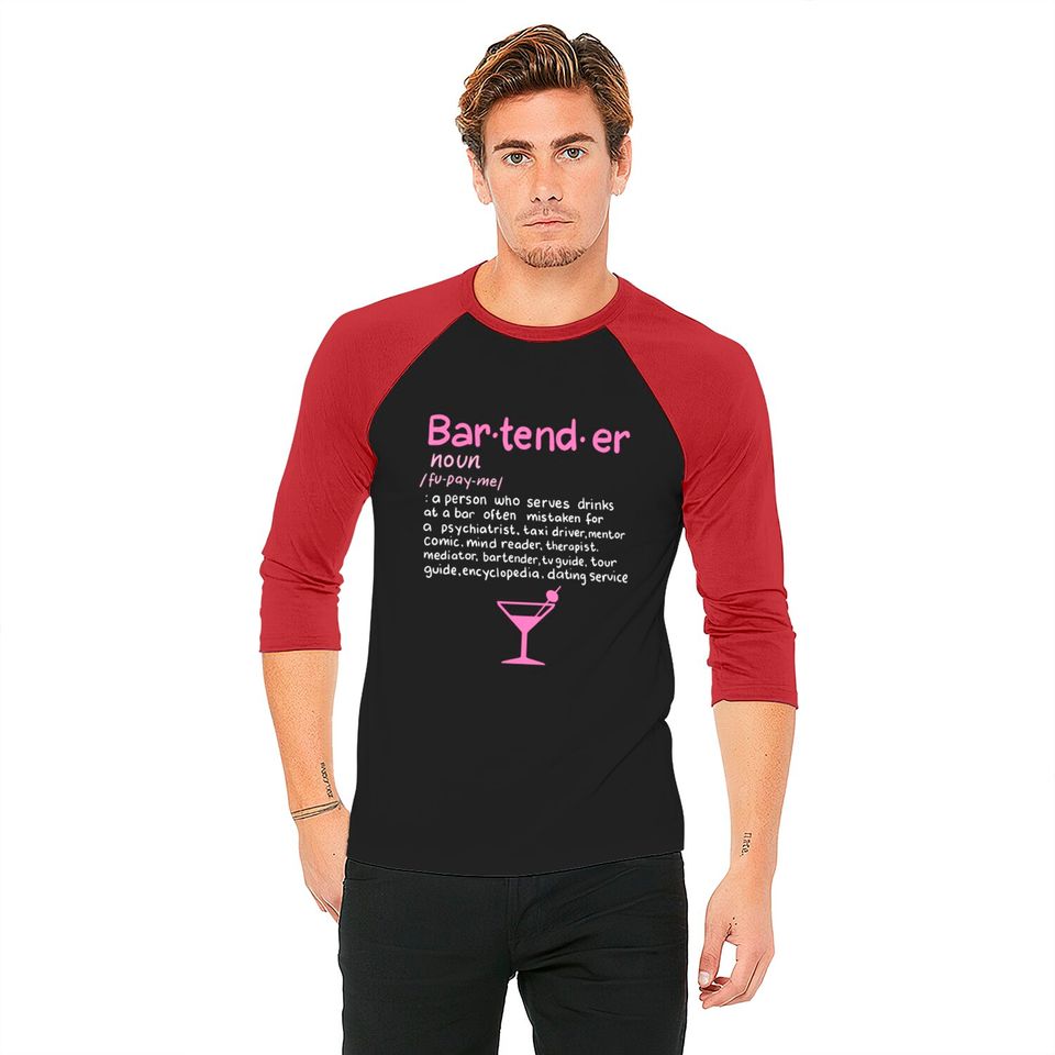 Bartender Noun Definition T Shirt Funny Cocktail B Baseball Tees