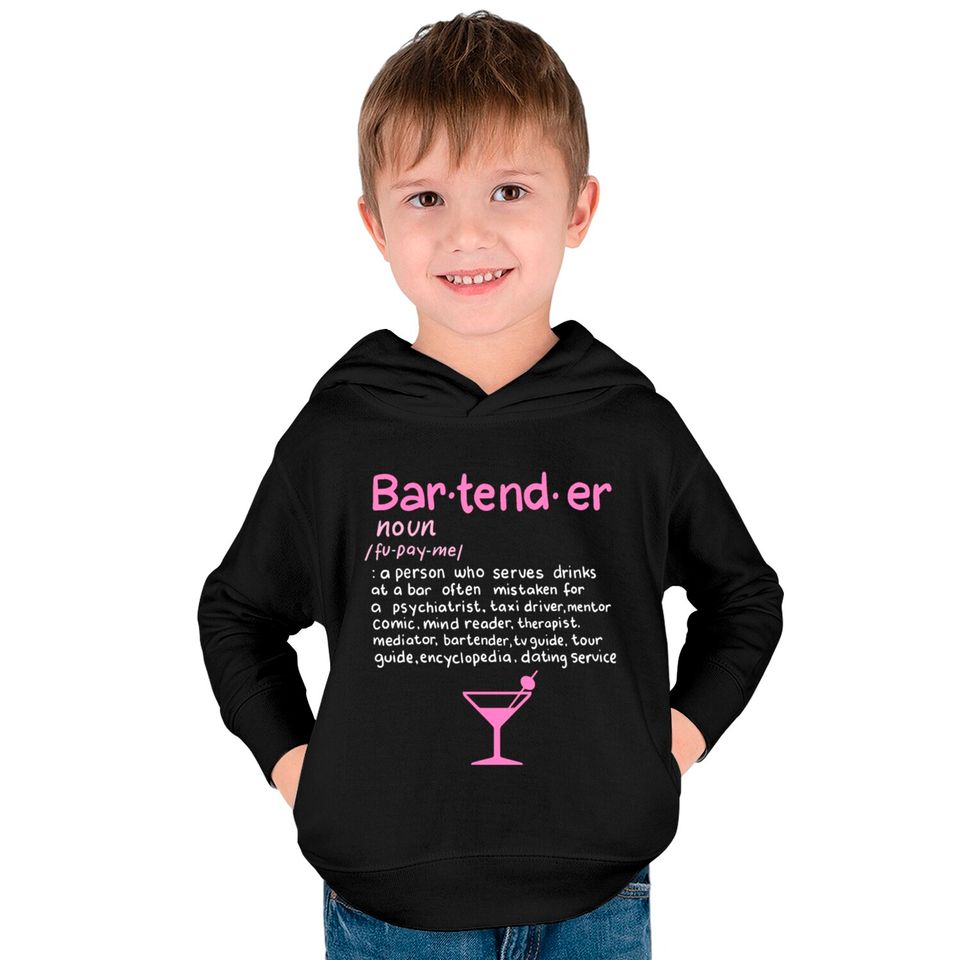 Bartender Noun Definition T Shirt Funny Cocktail B Kids Pullover Hoodies