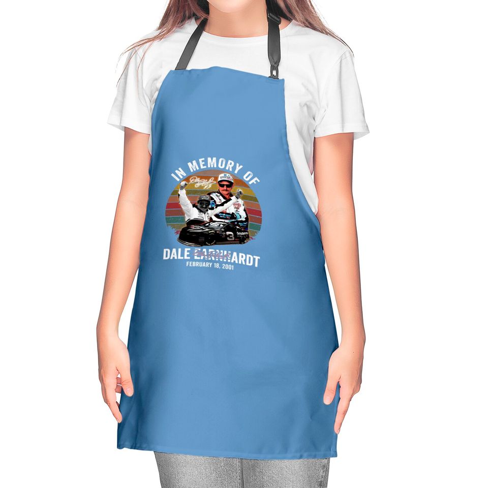 In Memory Of Dale Earnhardt Signature Kitchen Aprons, Dale Earnhardt Kitchen Apron Fan Gifts, Dale Earnhardt Number 3 Kitchen Apron, Dale Earnhardt Vintage Kitchen Apron