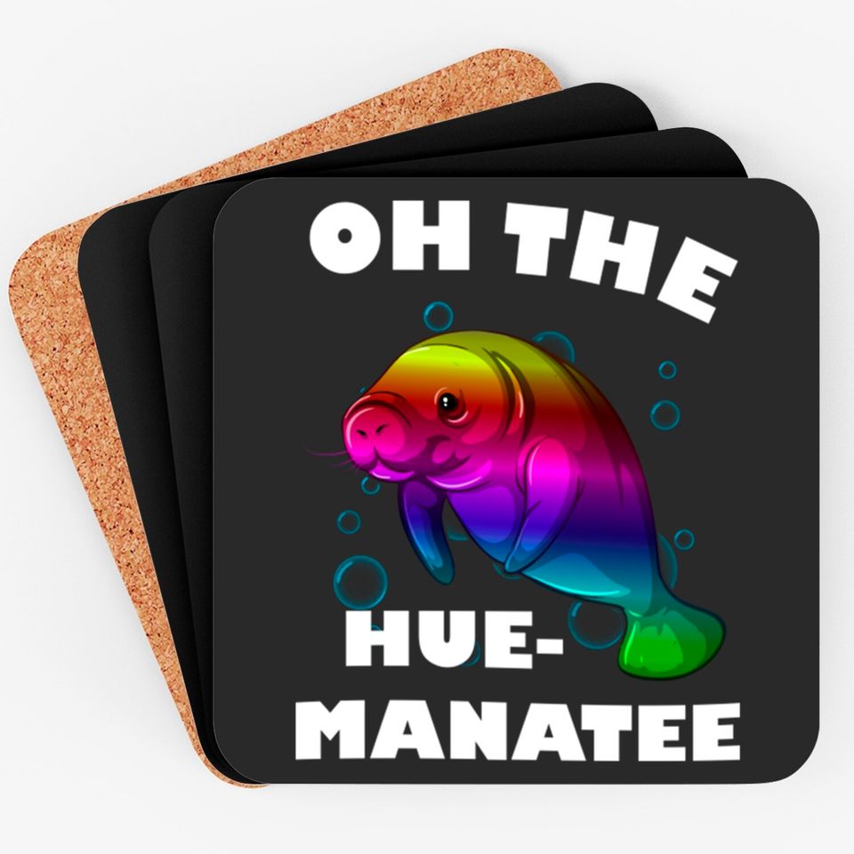 Manatee Oh The Hue Funny - Manatee Oh The Hue - Coasters