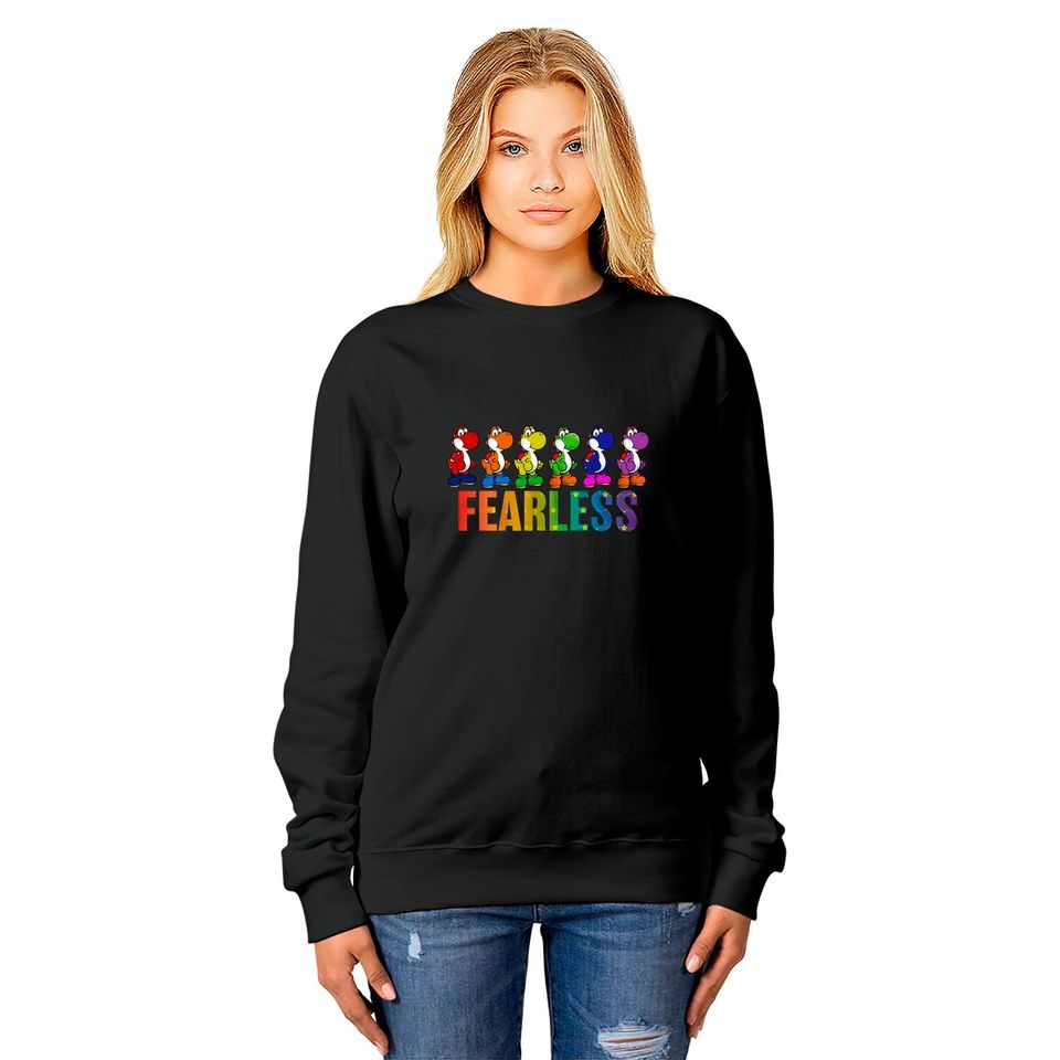 Super Mario Pride Yoshi Fearless Rainbow Line Up Unisex Tee Adult Sweatshirts