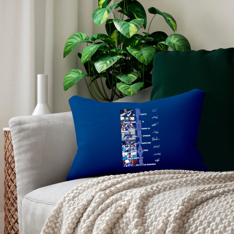 Blue Jays Signatures Unisex Lumbar Pillows, Blue Jays Lovers Gifts, Blue Jays Fans Lumbar Pillow