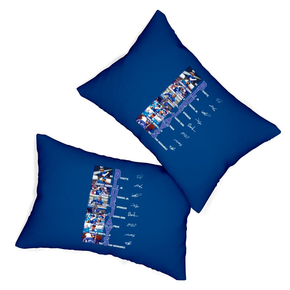 Blue Jays Signatures Unisex Lumbar Pillows, Blue Jays Lovers Gifts, Blue Jays Fans Lumbar Pillow