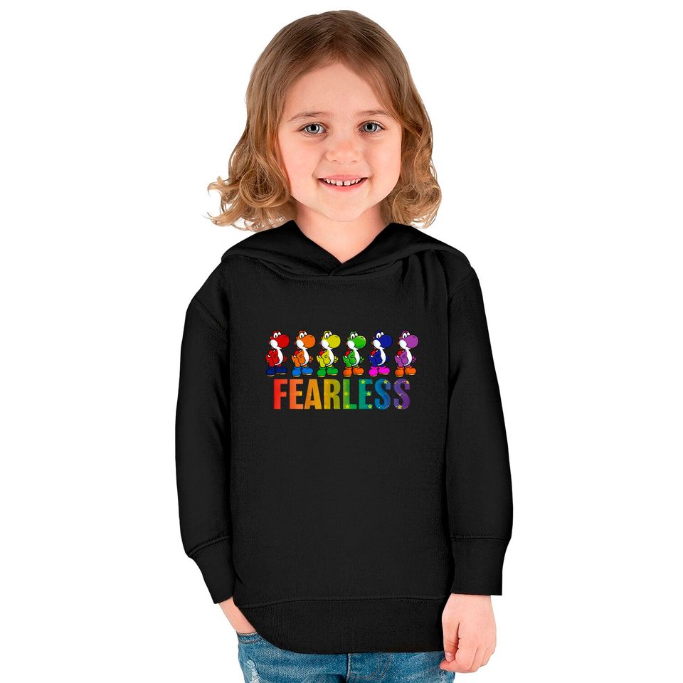 Super Mario Pride Yoshi Fearless Rainbow Line Up Unisex Tee Adult Kids Pullover Hoodies