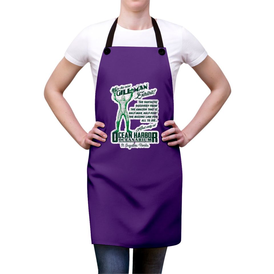 Ocean Harbor Oceanarium, distressed - The Creature From The Black Lagoon - Aprons