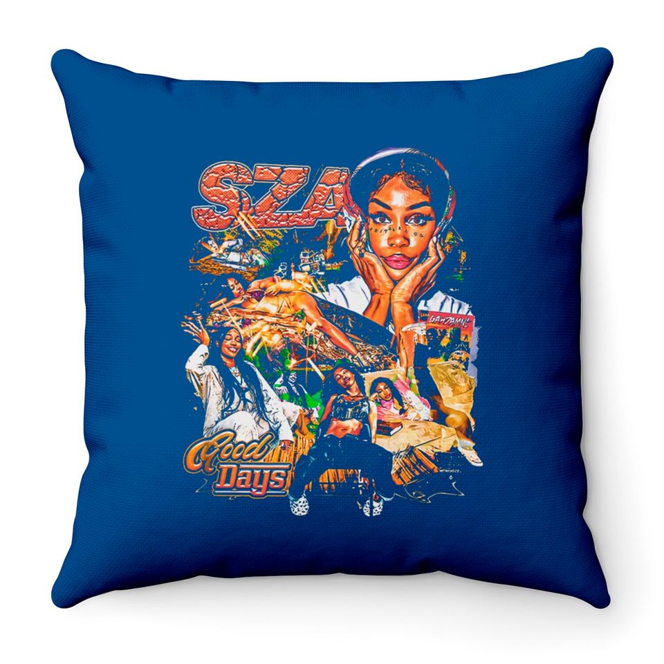 SZA Throw Pillow, SZA Printed Graphic Throw Pillow, Sza Good Days Throw Pillows, RAP Hip-hop Throw Pillows, Vintage Throw Pillow