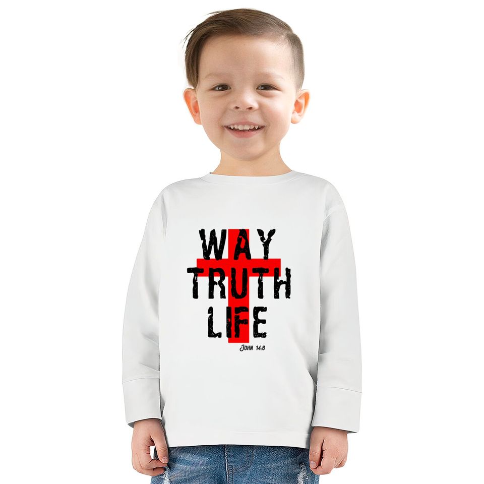 Way Truth Life Christian Cross  Kids Long Sleeve T-Shirts