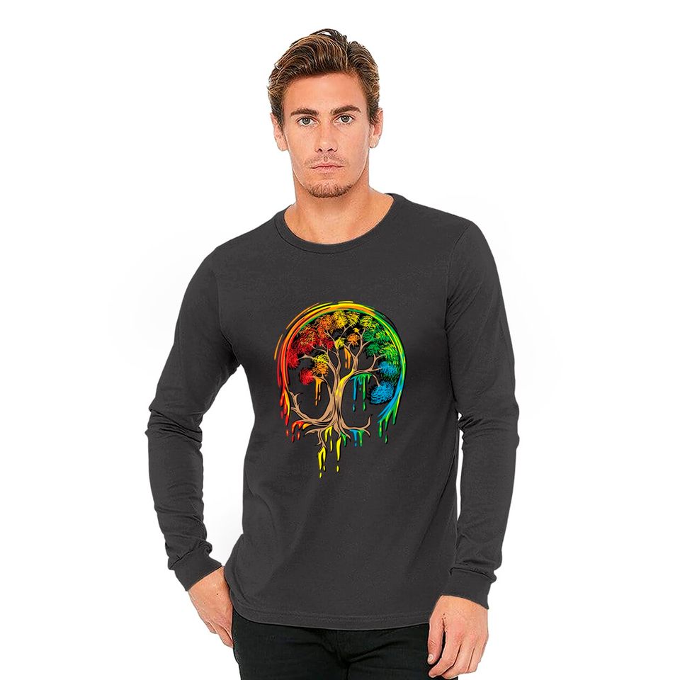 Colorful Tree Life is really good Tree Art Long Sleeves