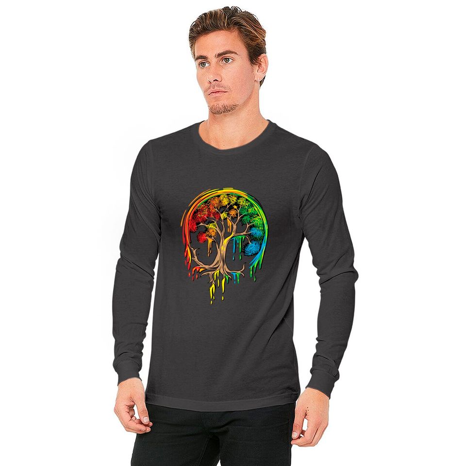 Colorful Tree Life is really good Tree Art Long Sleeves