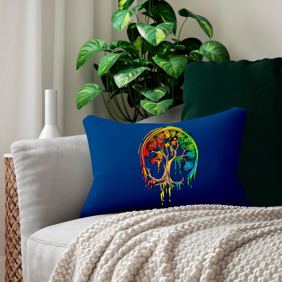 Colorful Tree Life is really good Tree Art Lumbar Pillows