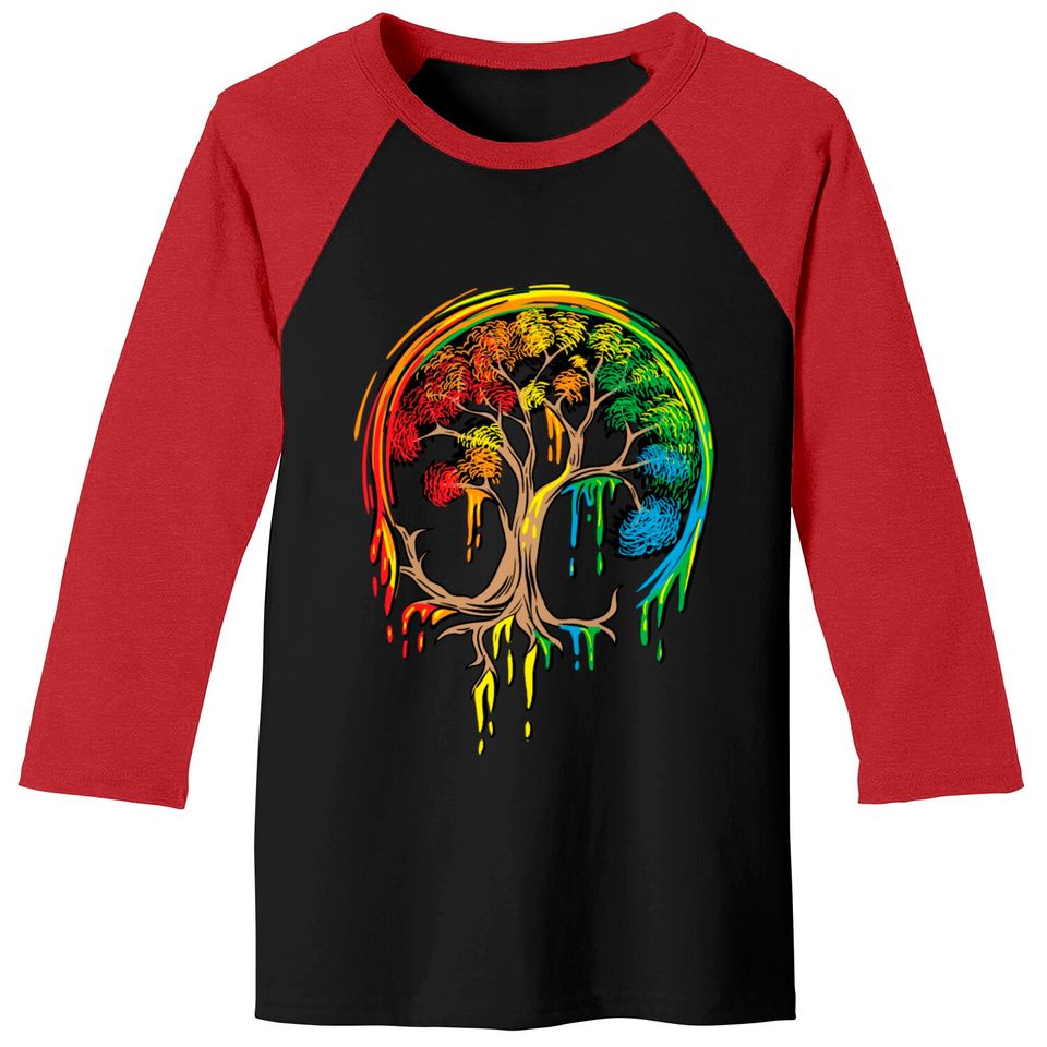 Colorful Tree Life is really good Tree Art Baseball Tees