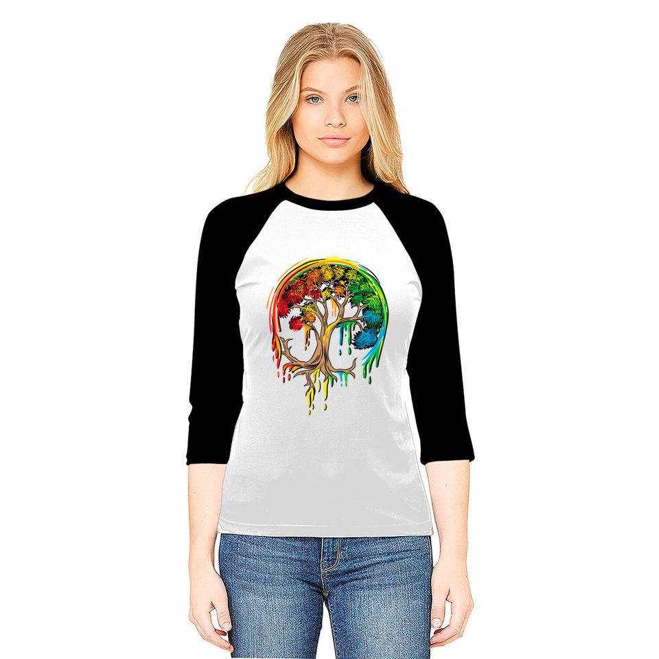 Colorful Tree Life is really good Tree Art Baseball Tees