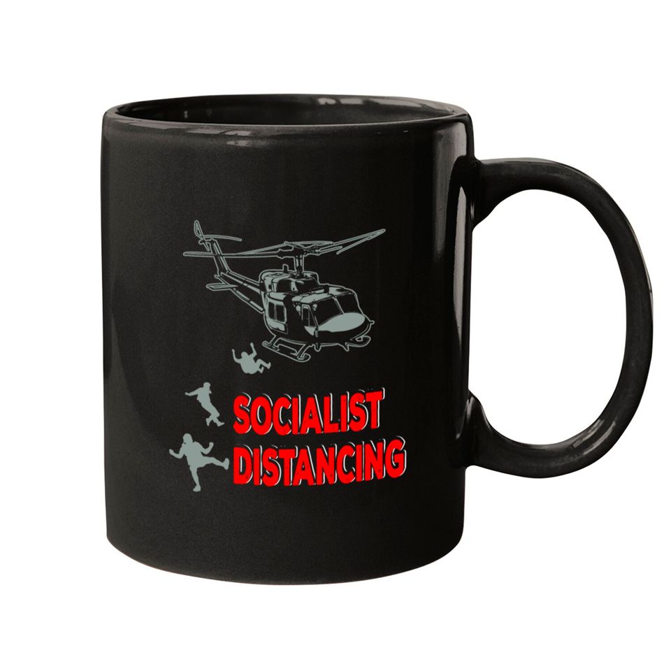 Funny Pilot Socialist Distancing Helicopter Gifts Mugs