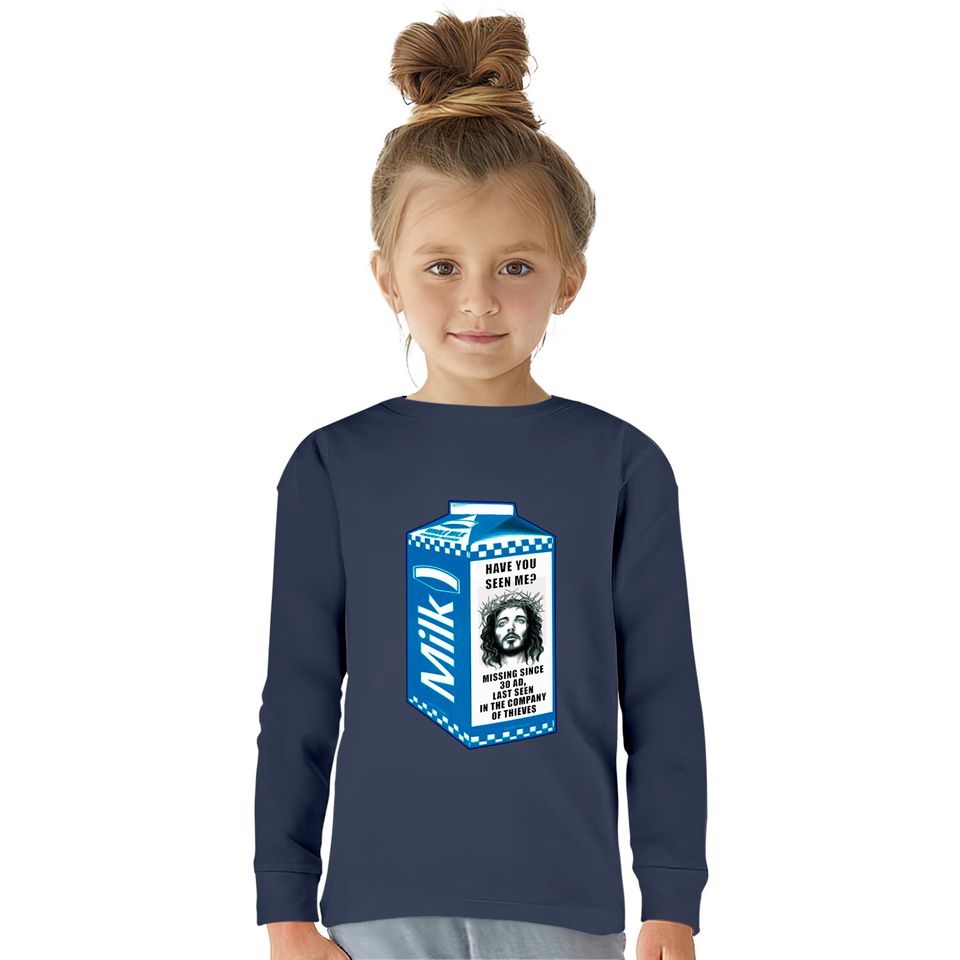 Milk Carton Jesus  Kids Long Sleeve T-Shirts