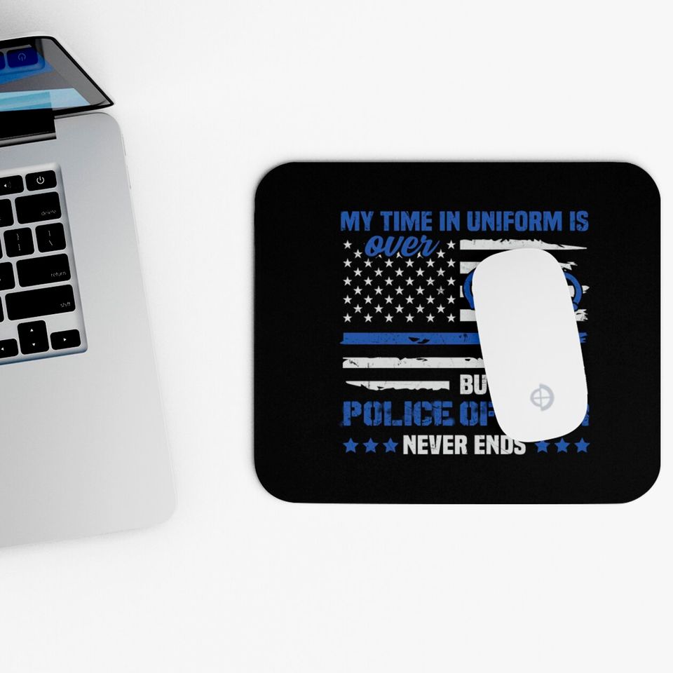 Retired Police Law Enforcement Thin Blue Line Mouse Pads
