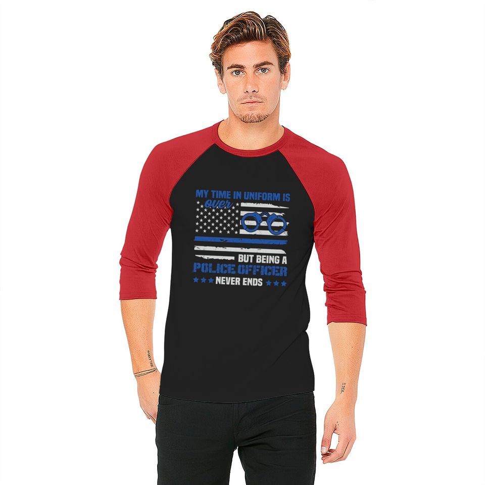 Retired Police Law Enforcement Thin Blue Line Baseball Tees