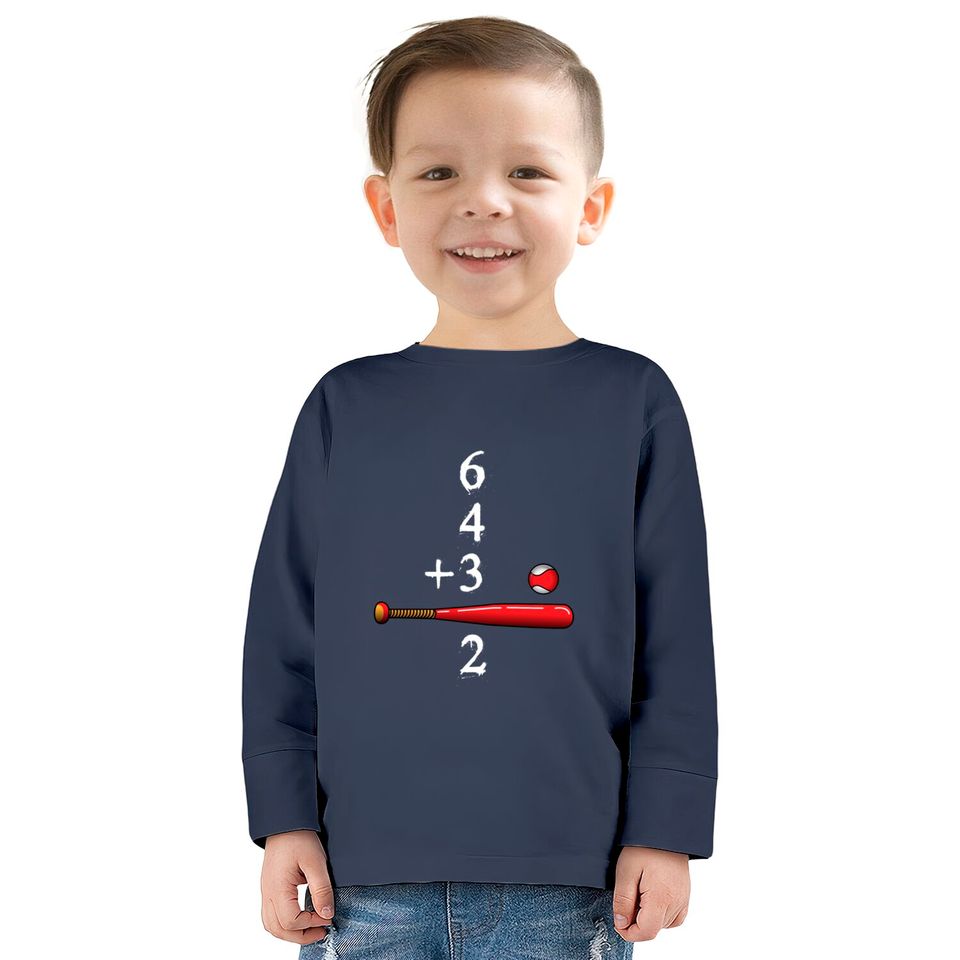 6 4 3 2 Double Play Baseball T Shirt  Kids Long Sleeve T-Shirts