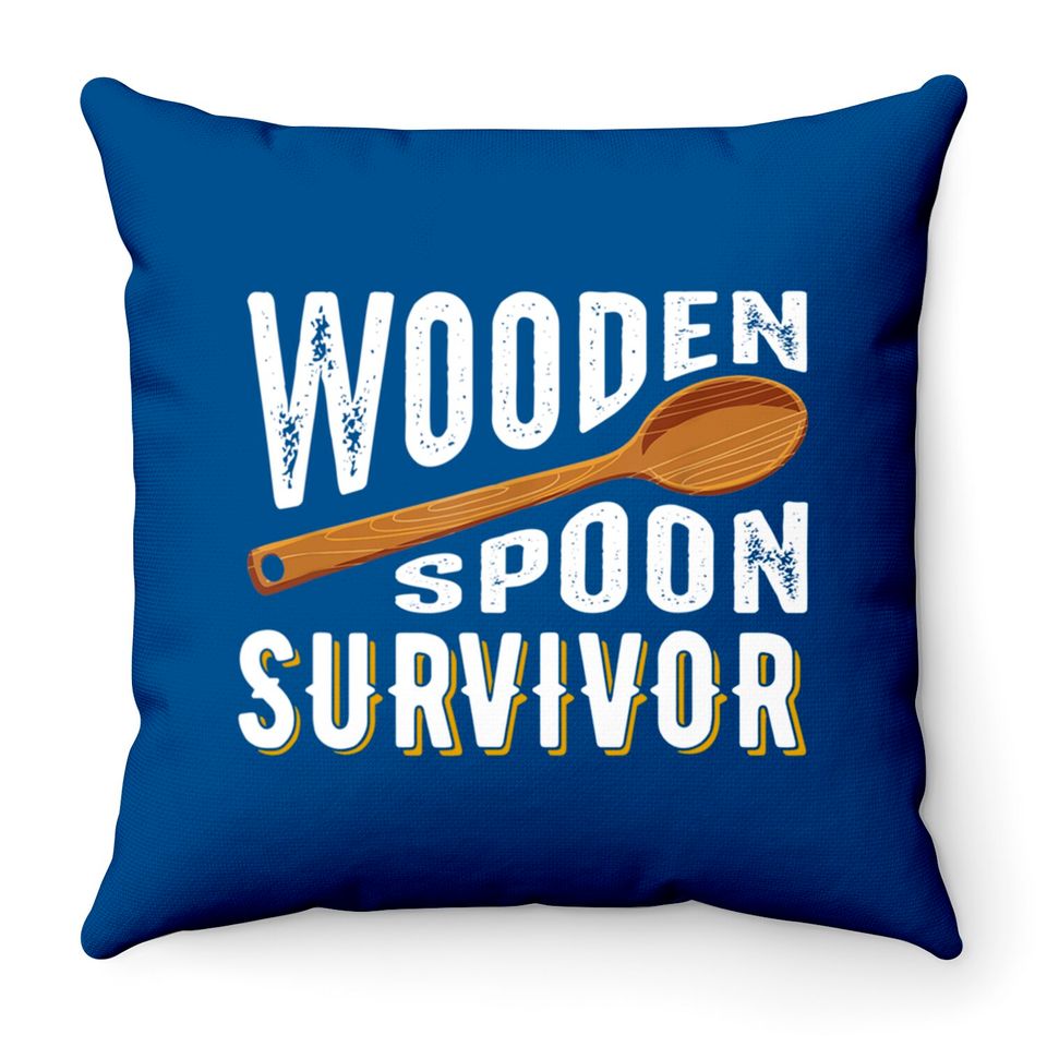 Survivor Throw Pillows Wooden Spoon Survivor Champion Funny Gift