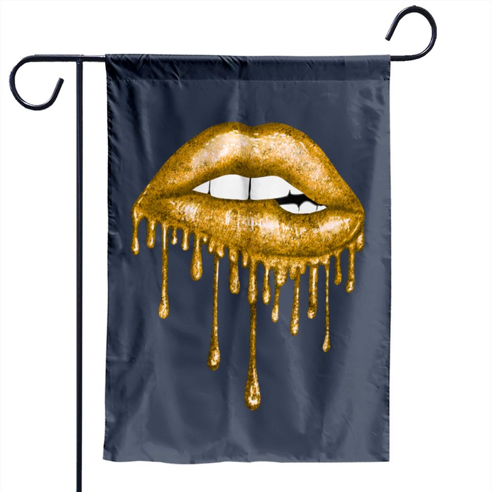 Drip Gold Lips - Lips - Garden Flags