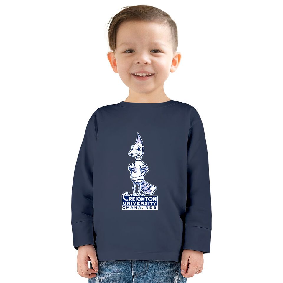 Restored Bluejays Design #1 - Creighton University -  Kids Long Sleeve T-Shirts