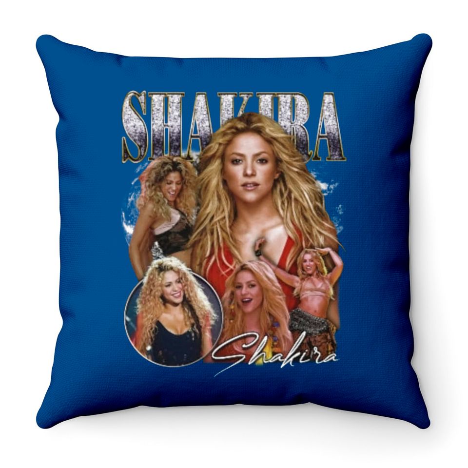 SHAKIRA Vintage Throw Pillow - Shakira 90s bootleg retro Throw Pillows