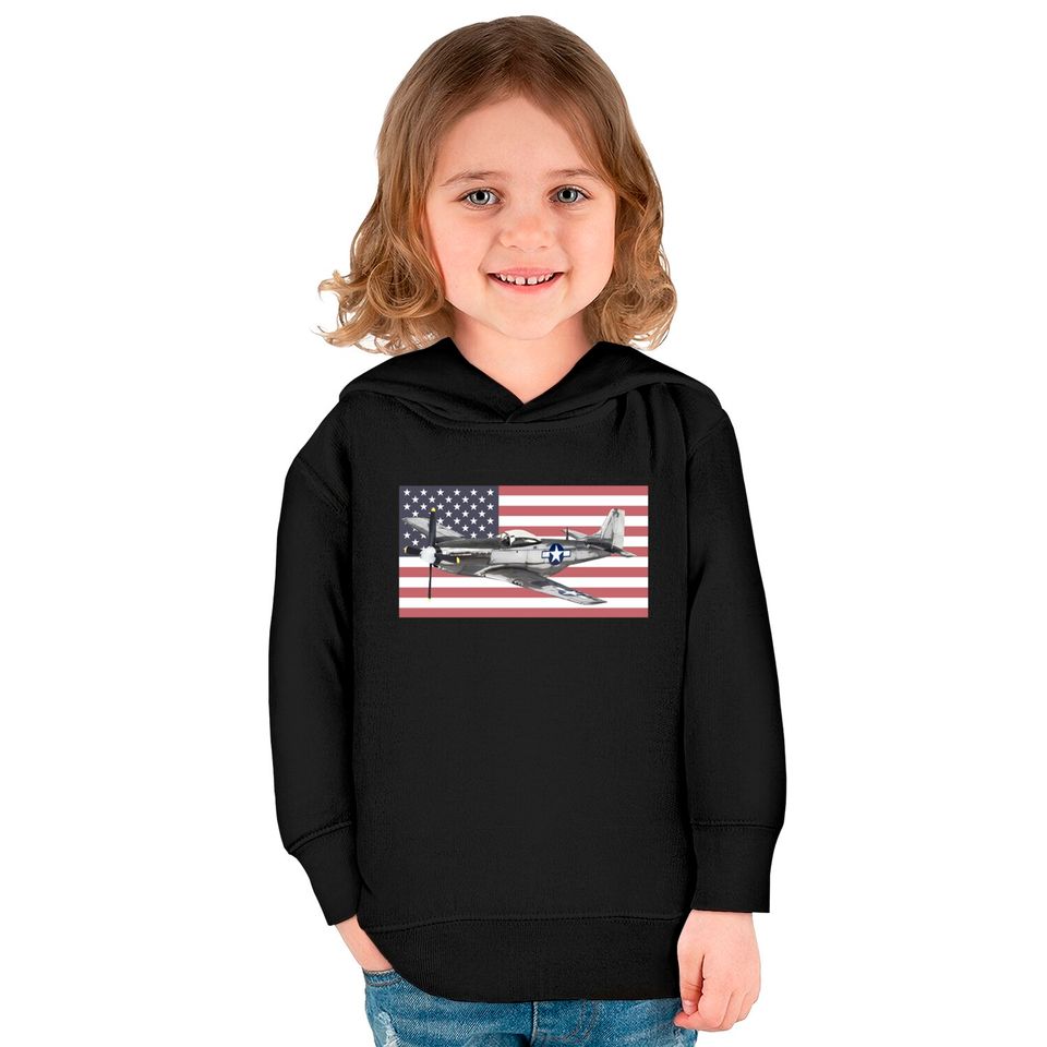 P-51 Mustang USAF USAAF WW2 WWII Fighter Plane Aircraft - P 51 Mustang - Kids Pullover Hoodies