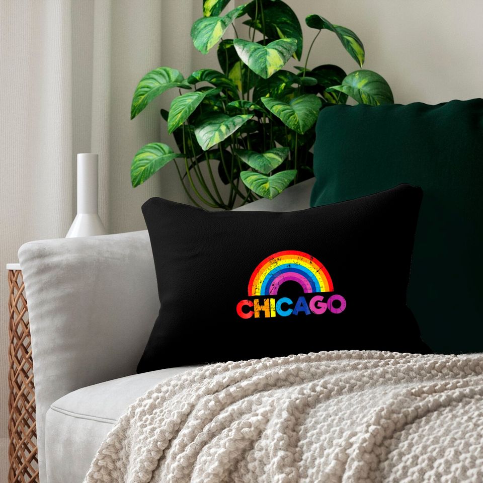 Chicago Rainbow LGBT Gay Pride Parade T Lumbar Pillows