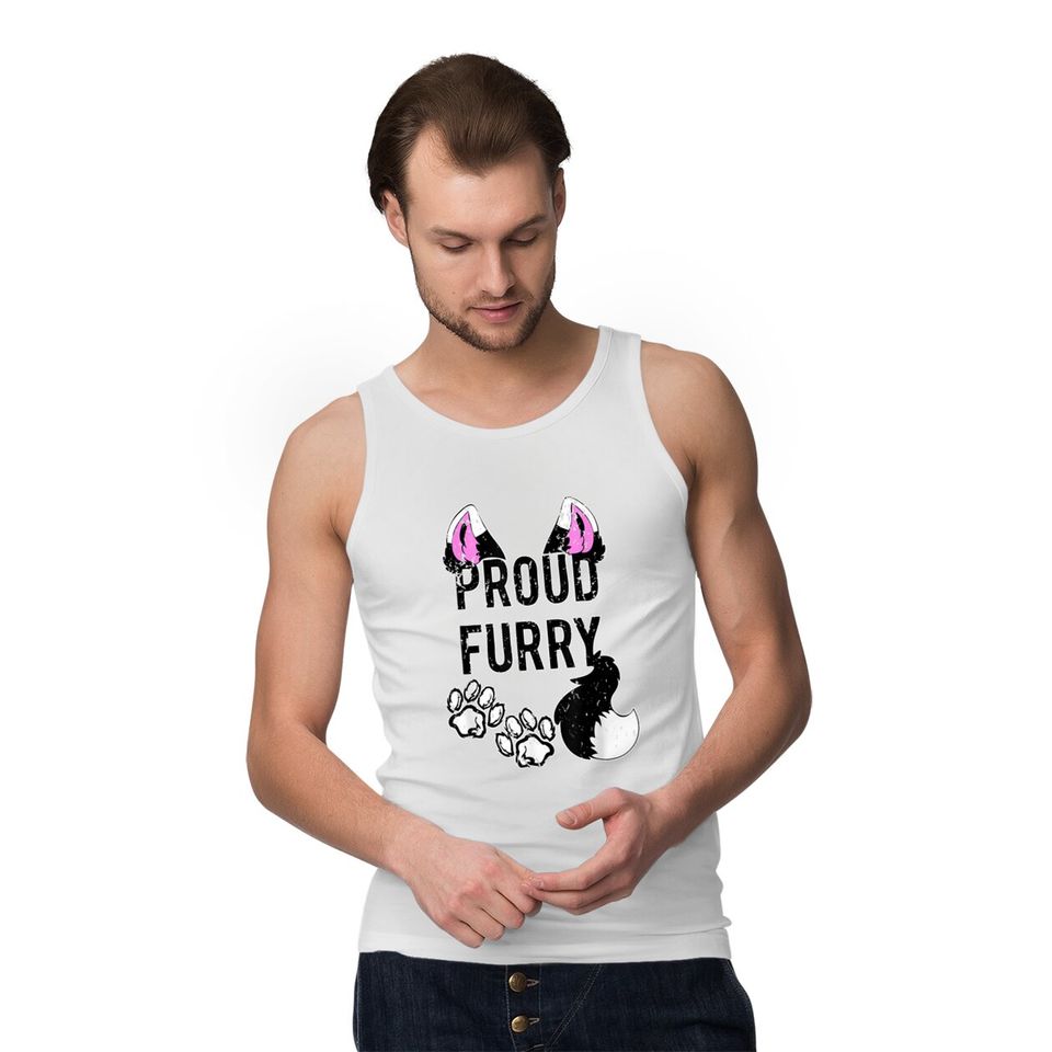 Proud Furry  Furries Tail and Ears Cosplay Tank Tops