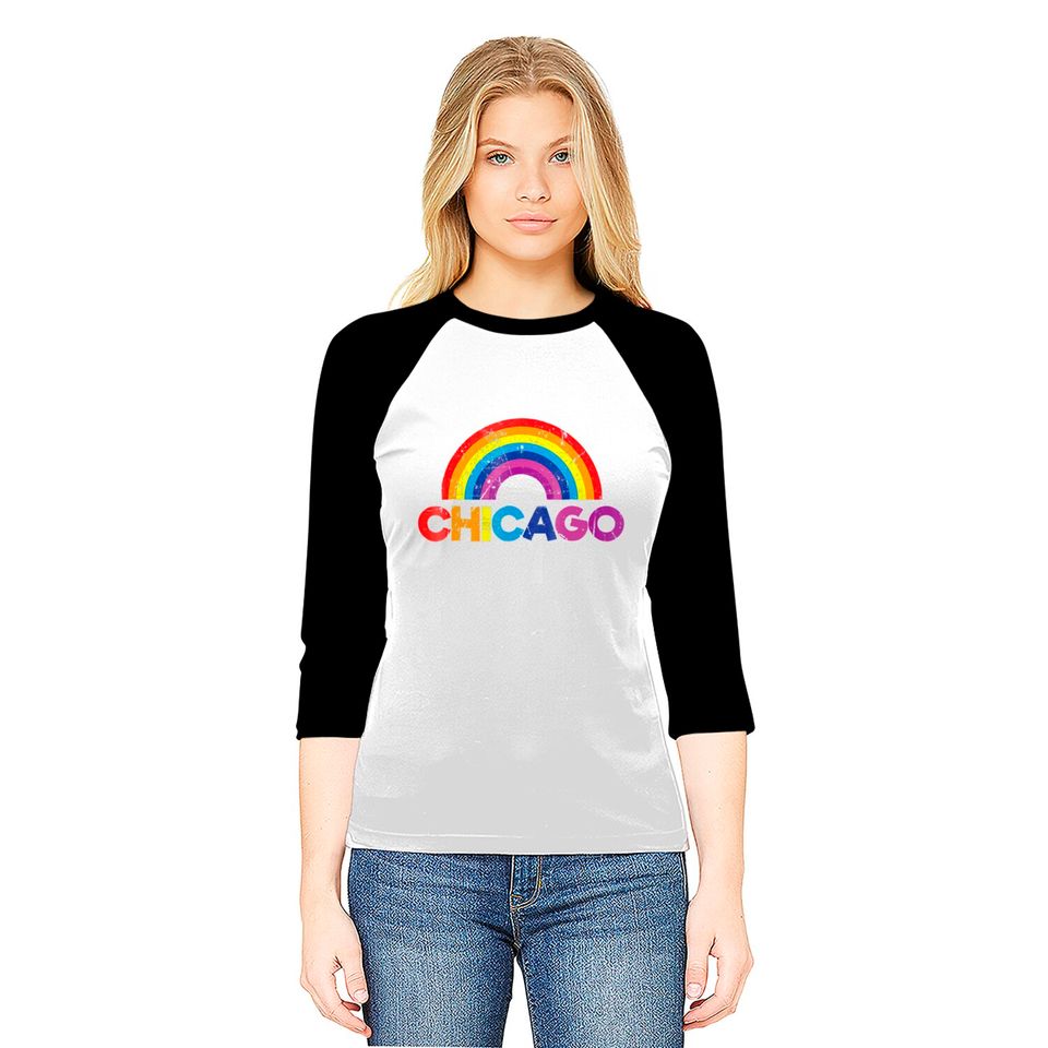 Chicago Rainbow LGBT Gay Pride Parade T Baseball Tees