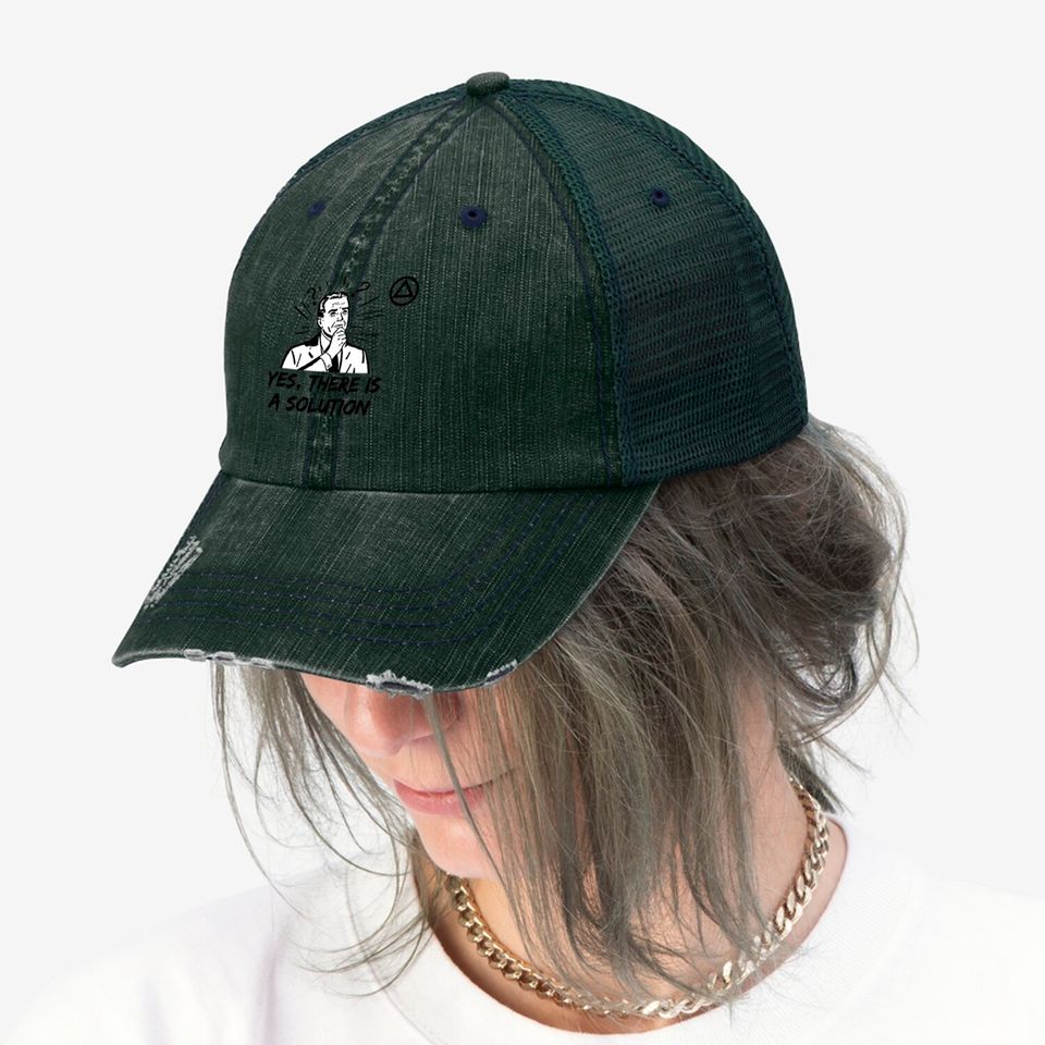 Yes, There is a Solution AA Logo Alcoholics Anonymous Trucker Hats