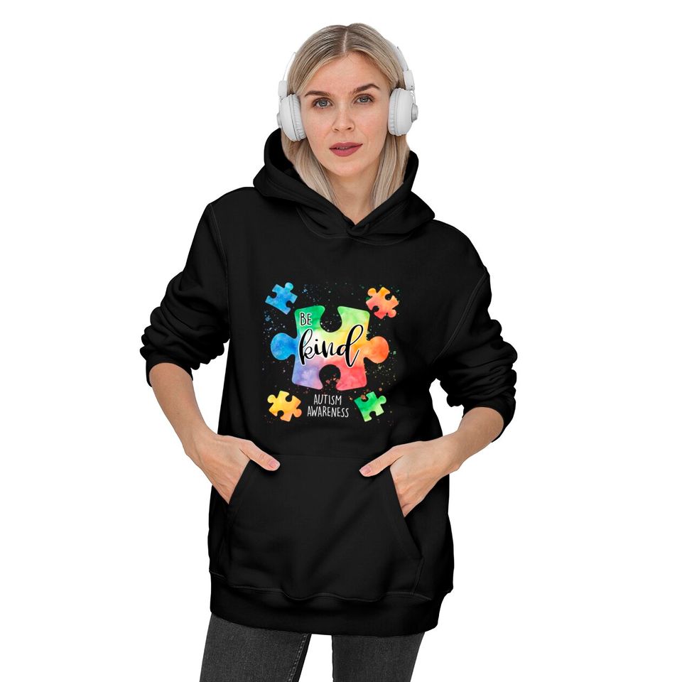 Be Kind Puzzle Pieces Cute Autism Awareness Hoodies