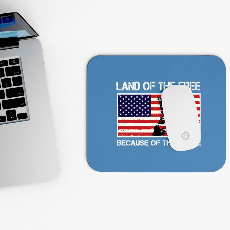Land of the Free Because of the Brave USA Flag Mouse Pad Mouse Pads