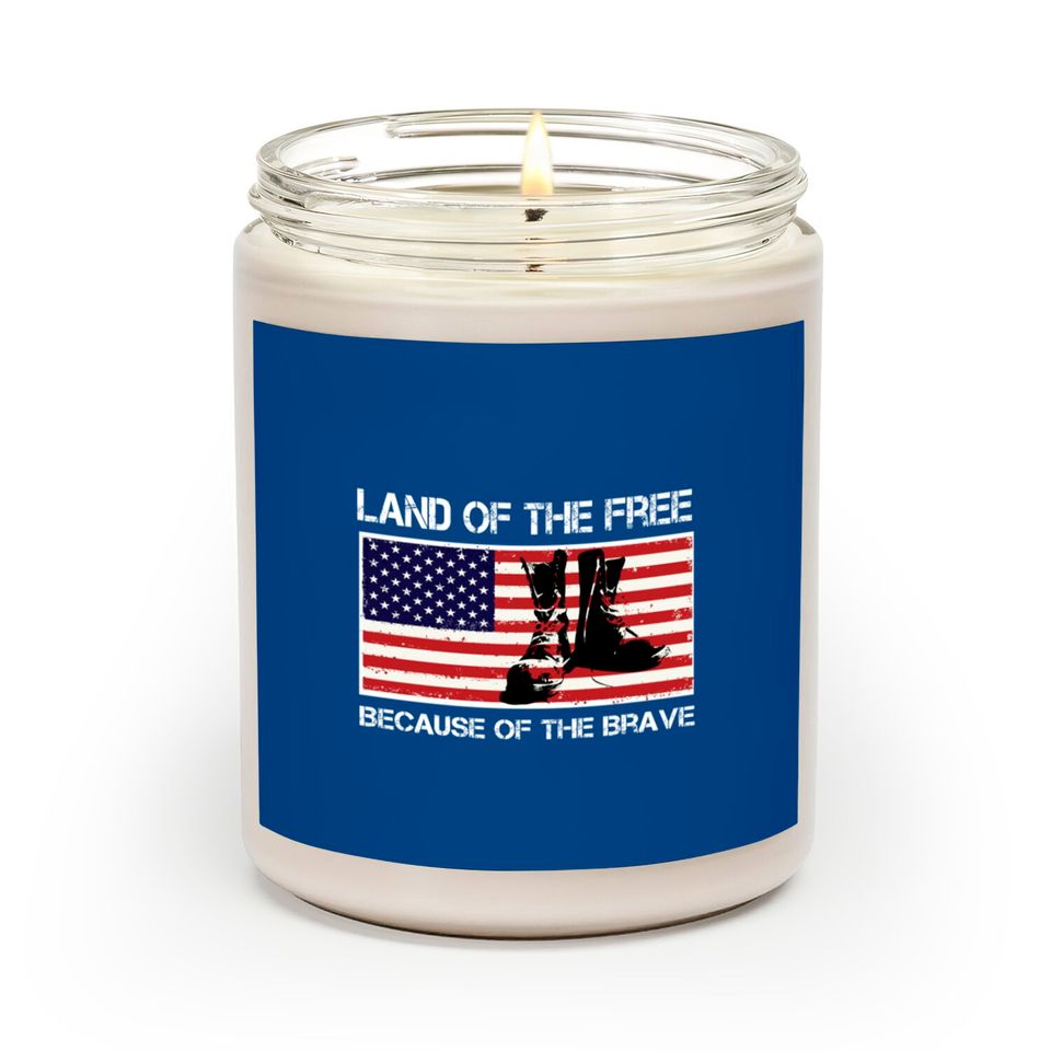 Land of the Free Because of the Brave USA Flag Scented Candle Scented Candles