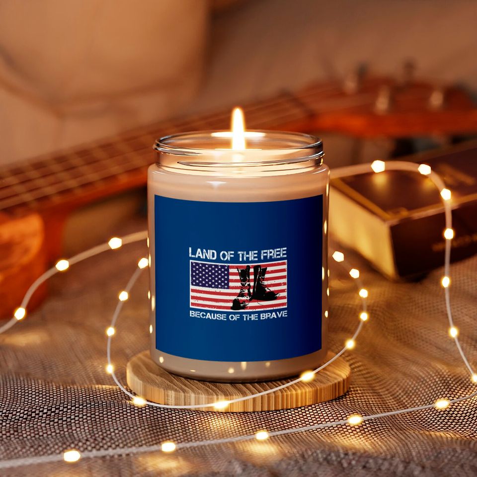 Land of the Free Because of the Brave USA Flag Scented Candle Scented Candles