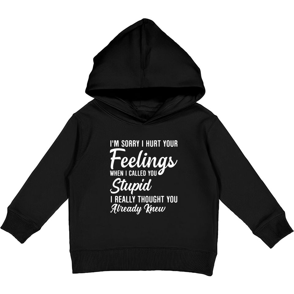 Im Sorry I Hurt Your Feeling Called You Stupid Kids Pullover Hoodies