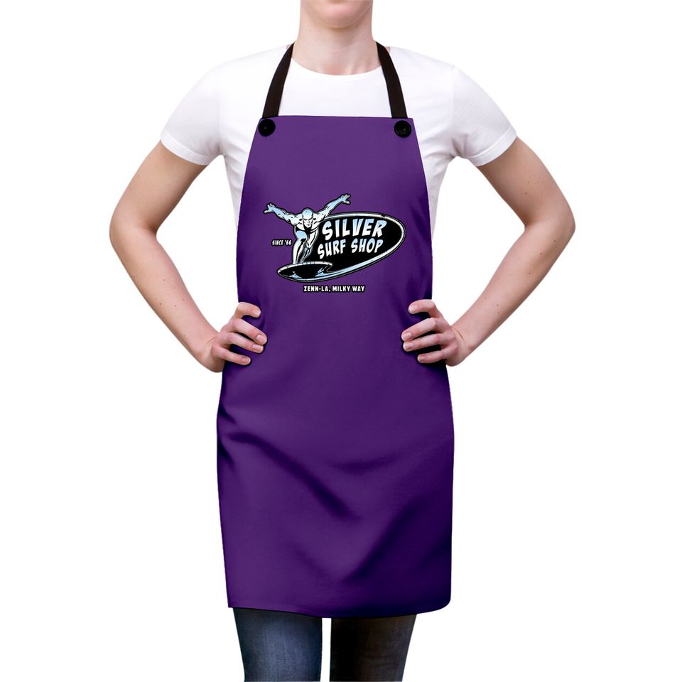 Silver Surf Shop (Black Print) - Silver Surfer - Aprons