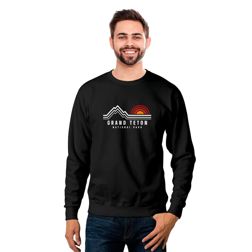 Grand Teton National Park Vintage Mountain Sunset Retro Gift Sweatshirts