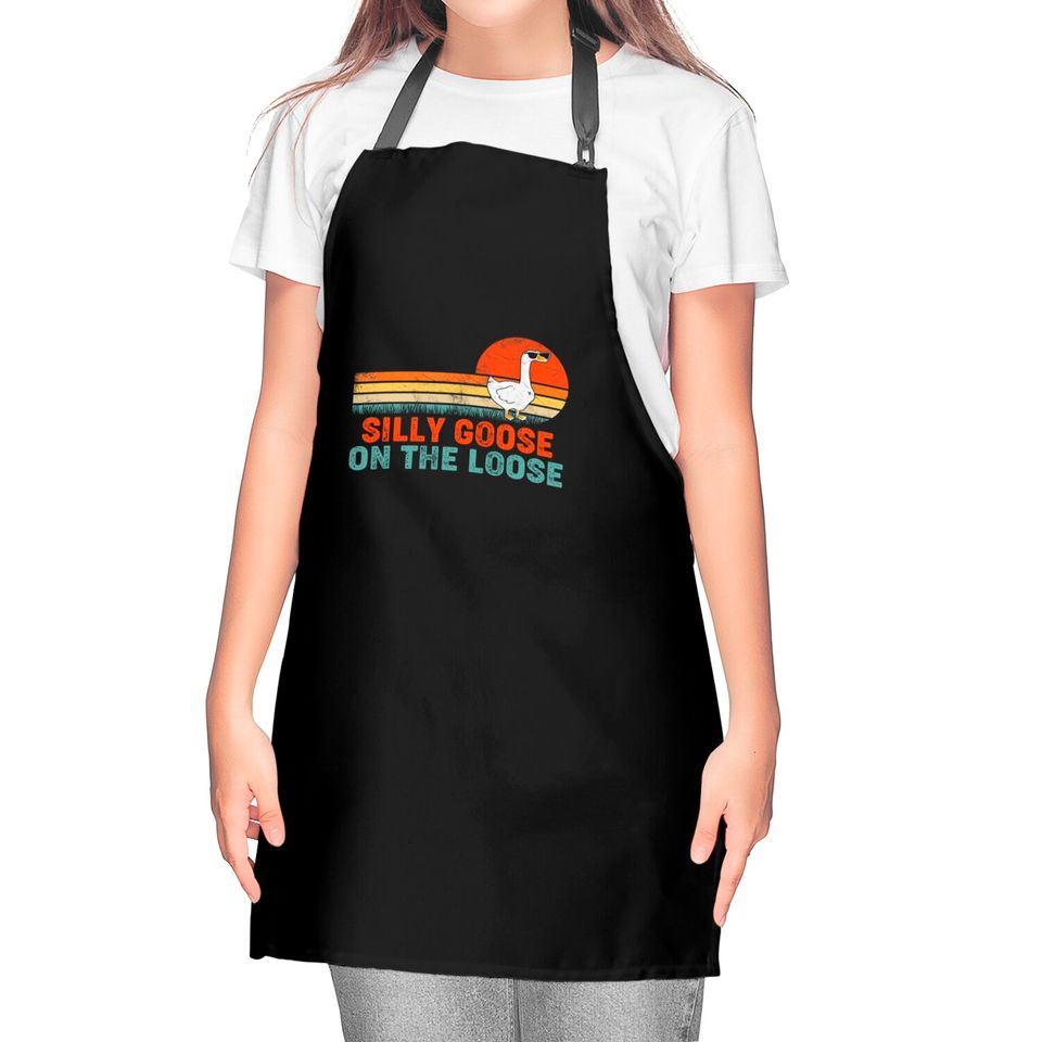 Silly Goose On The Loose Funny Saying Kitchen Aprons