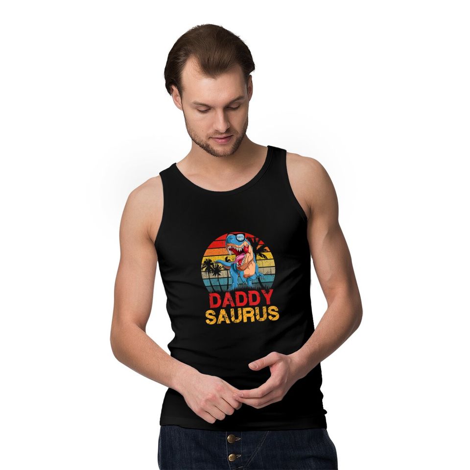 Daddysaurus Shirt Daddy Saurus Rex Gift For Dad Tank Tops