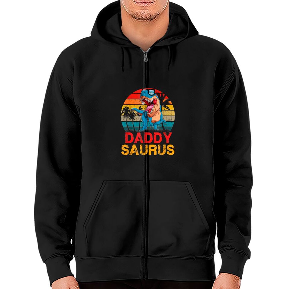Daddysaurus Shirt Daddy Saurus Rex Gift For Dad Zip Hoodies