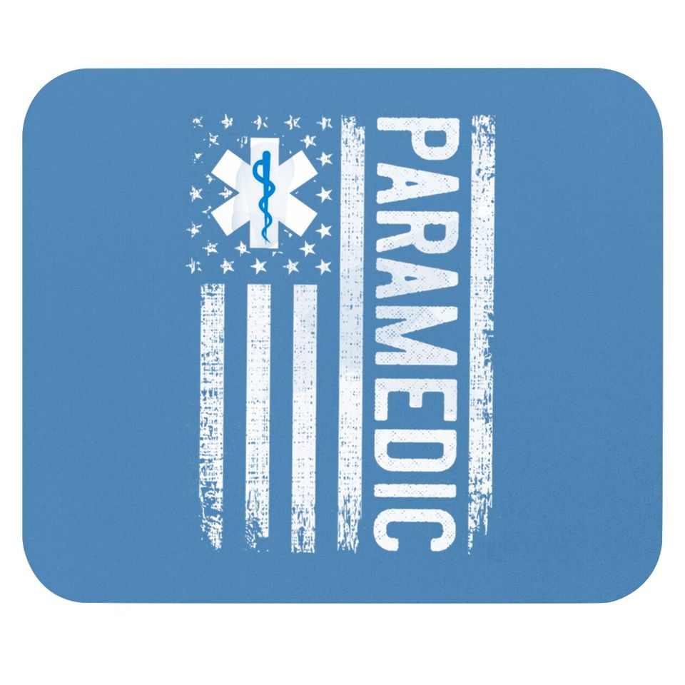 Paramedic Mouse Pads, American Flag Paramedic Gift, EMT Mouse Pads
