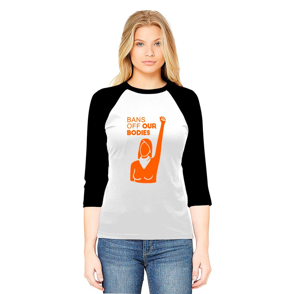 Womens Bans Off Our Bodies V-Neck Baseball Tees