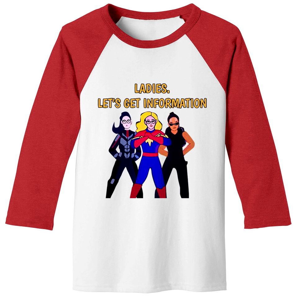 Ladies Lets Get Information Ms Marvel Baseball Tees